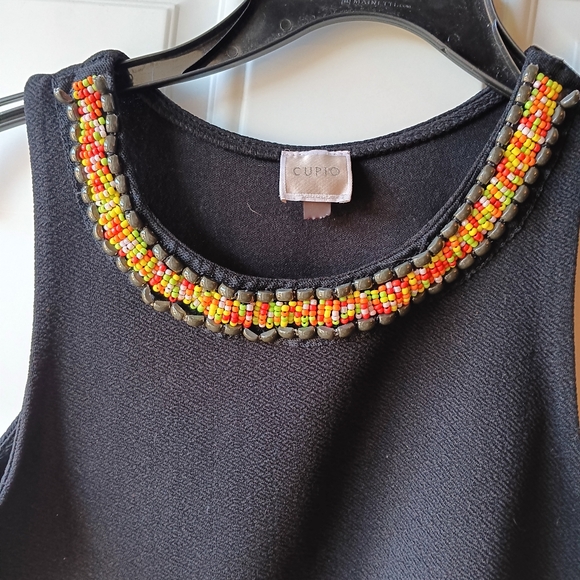 CUPIO Women Black Tank Top Colorful Beaded Neckline M - - Picture 5 of 7